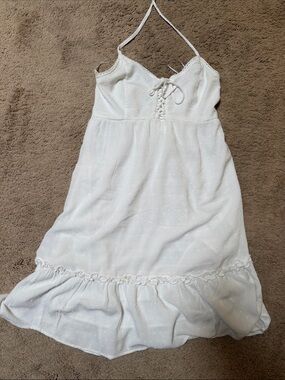 Hollister White Eyelet Halter Sundress with Ruffle Hem